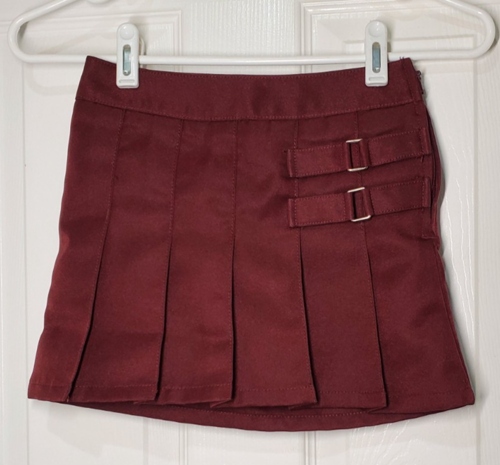 French Toast Girls Uniform Skort Size 6 Burgandy Pleated Adjustable Waist